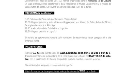 VIAJE DE INICIO DE CURSO A BILBAO