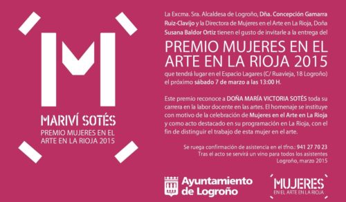 Mariví Sotés, Premio Mujeres en el Arte en La Rioja 2015