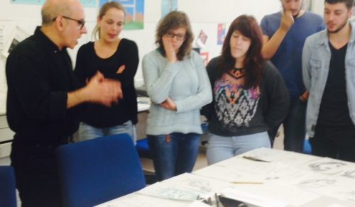 Taller del dibujante Pedro Espinosa para la Optativa Ilustración Editorial